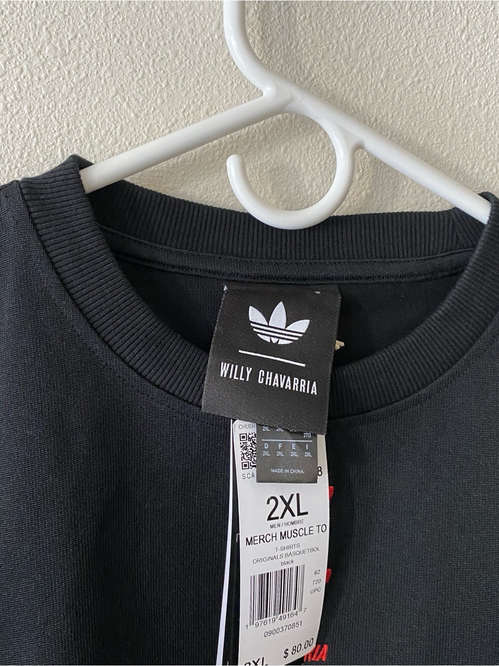 Adidas x Willy Chavarria Jabbar 33 Muscle Tee Shirt Black Red - Size XXL - Picture 7 of 8